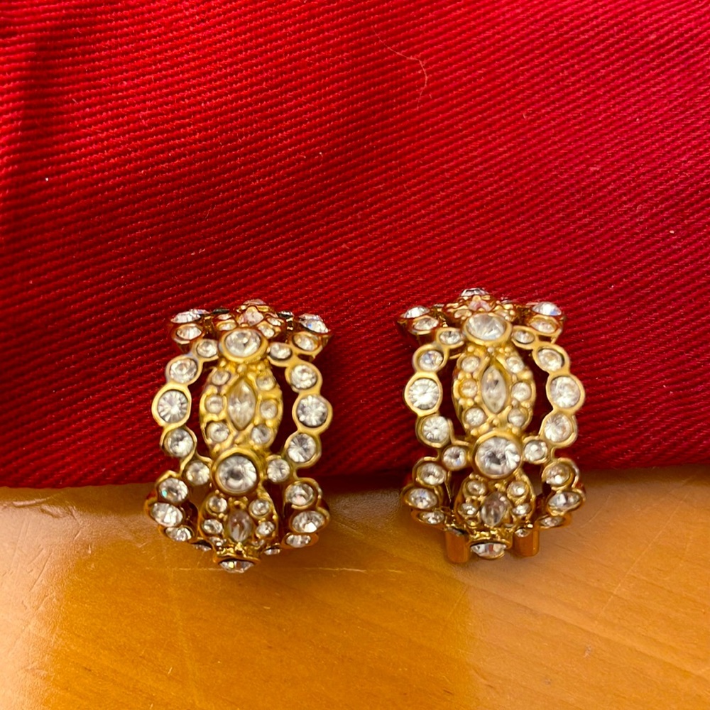 St John crystal clip earrings
